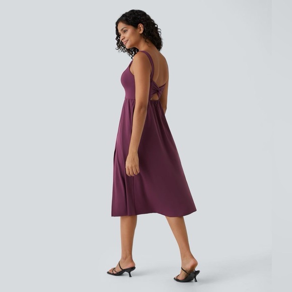 NWT HALARA Padded Midi Casual Dress in fig size large - Picture 2 of 11